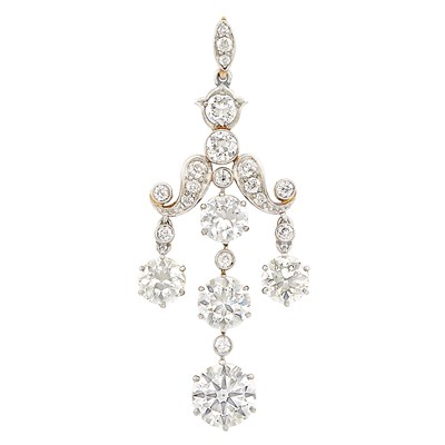 Lot 108 - Belle Epoque Platinum, Gold and Diamond Pendant
