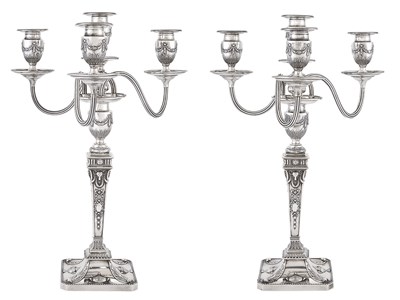 Lot 268 - Pair of Victorian Sterling Silver Four-Light...