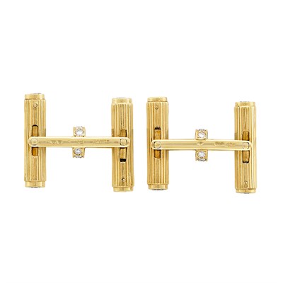 Lot 150 - Pair of Gold and Diamond Cufflinks, De Perlin, France