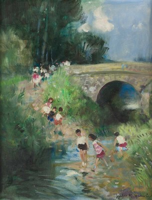 Lot 37 - Jules Rene Herve French, 1887-1981 Playing By...
