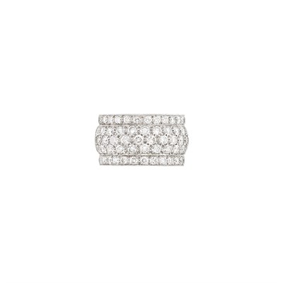 Lot 67 - Wide White Gold and Diamond 'Nigeria' Band Ring, Cartier, France