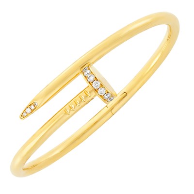 Lot 267 - Gold and Diamond 'Juste un Clou' Bangle Bracelet, Cartier