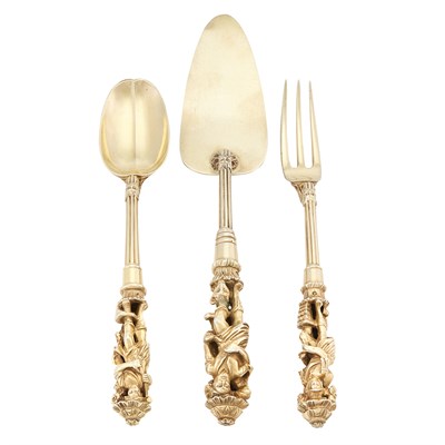 Lot 265 - Set of Three George IV Silver-Gilt Flatware...
