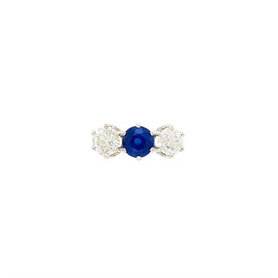 Lot 553 - White Gold, Sapphire and Diamond Ring