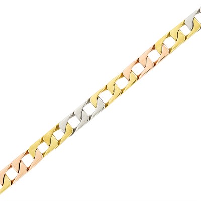 Lot 287 - Tricolor Gold Curb Link Bracelet, Bulgari