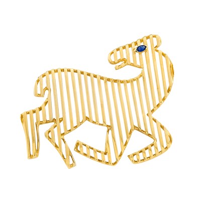 Lot 239 - Gold and Sapphire Zebra Brooch, Victor Vasarely