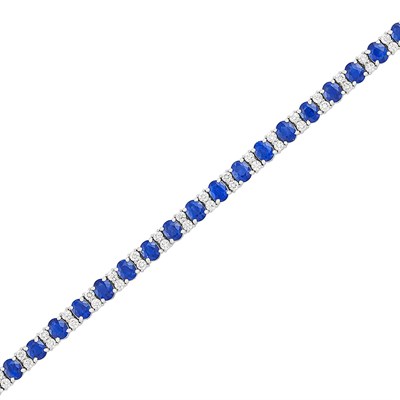 Lot 54 - White Gold, Sapphire and Diamond Bracelet