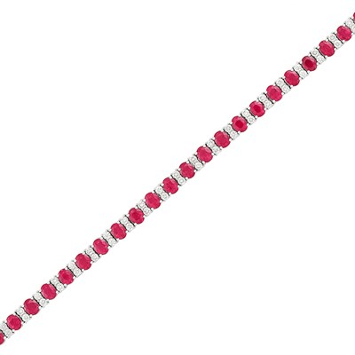 Lot 95 - White Gold, Ruby and Diamond Bracelet