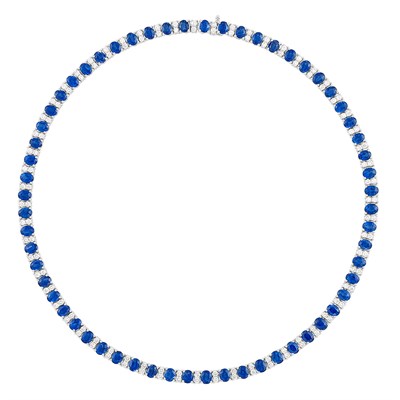 Lot 52 - White Gold, Sapphire and Diamond Necklace