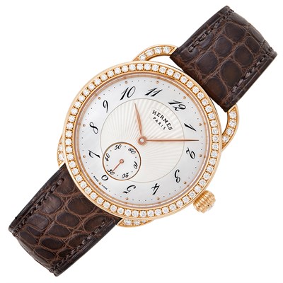 Lot 203 - Rose Gold and Diamond 'Arceau Ecuyere 1912-2012 Anniversary Edition' Wristwatch, Hermès, Paris, 23/100