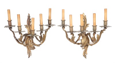 Lot 391 - Pair of Louis XV Style Gilt-Metal Five-Light...