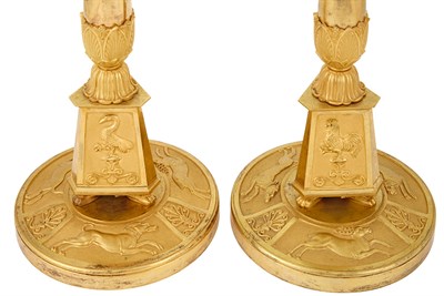 Lot 422 - Pair of Empire Gilt-Bronze Candlesticks First...