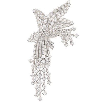 Lot 382 - Platinum and Diamond Flower Clip