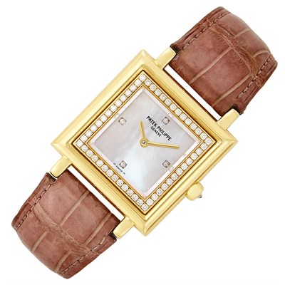 Lot 171 - Gold, Mother-of-Pearl and Diamond 'Gondolo' Wristwatch, Patek Philippe, Ref. 4866/100
