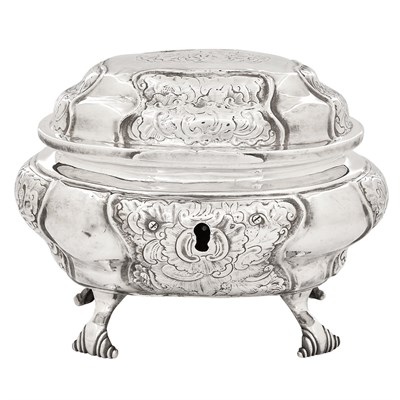 Lot 212 - Russian Silver Sugar Box Indistinctly marked,...
