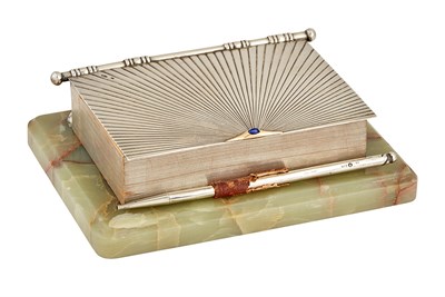 Lot 194 - Russian Silver and Onyx Desk Notepad Maker's...