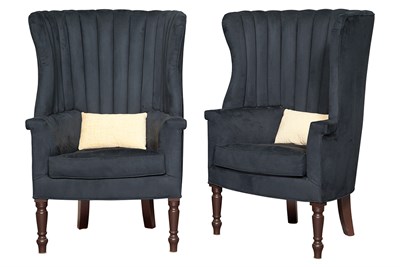 Lot 544 - Pair of Regency Style Suede-Upholstered...
