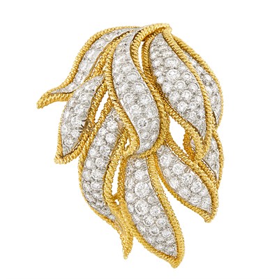 Lot 345 - Gold, Platinum and Diamond Clip-Brooch, David Webb