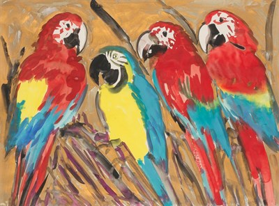 Lot 111 - Hunt Slonem American, b. 1951 (i) Four Macaws,...
