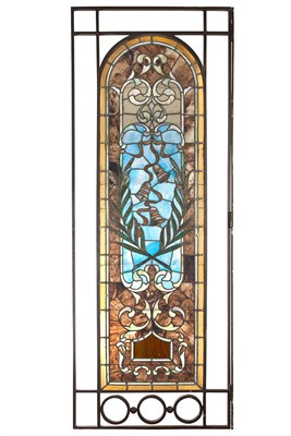 Lot 193 - Pair of Iron Framed Leaded Glass Window Panels...