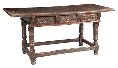 Lot 386 - Renaissance Style Stained Pine Table Partially...
