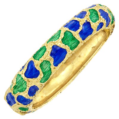 Lot 2 - Gold and Enamel Bangle Bracelet