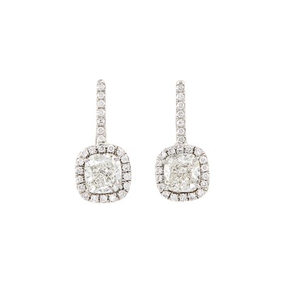 Lot 44 - Pair of Platinum, White Gold and Diamond Earrings