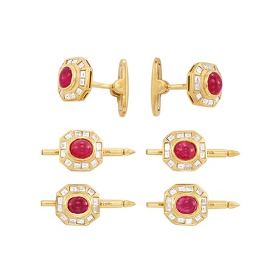 Lot 348 - Gold, Ruby and Diamond Dress Set
