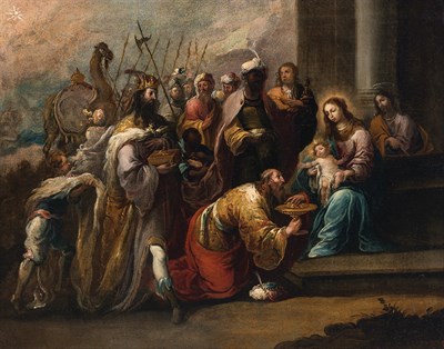 Lot 7 - Follower of Corrado Giaquinto The Adoration of...