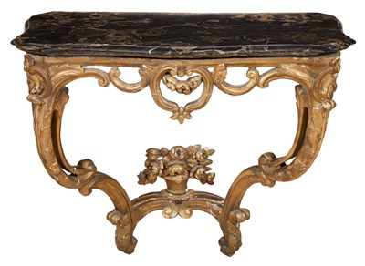 Lot 307 - Louis XV Giltwood Console The Portor marble...