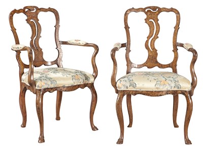 Lot 375 - Pair of Dutch Rococo Marquetry and Walnut Open...