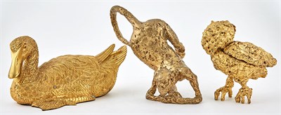 Lot 289 - Three Gilt-Metal Figures of Animals The first...