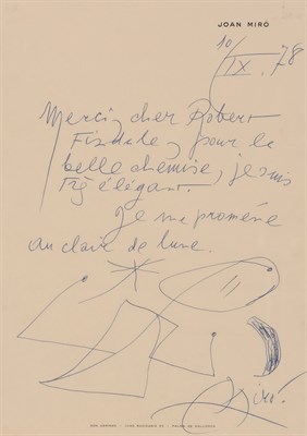 Lot 69 - Joan Miro Spanish, 1893-1983 Two letters with...