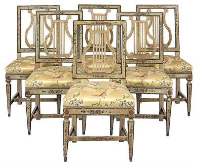 Lot 365 - Set of Six Continental Neoclassical Painted...