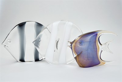 Lot 217 - Three Murano Hand-Blown Glass Fish Height of...
