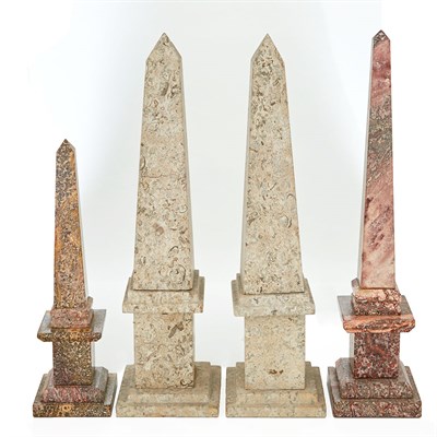 Lot 369 - Pair of Stone Obelisks Each on a square base....