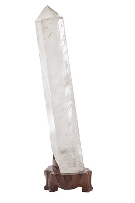 Lot 384 - Rock Crystal Obelisk and Wood Stand