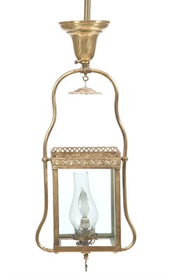 Lot 328 - Victorian Style Brass Finish Metal and Glass...