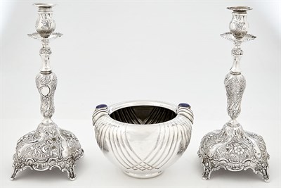 Lot 274 - Pair of German Silver Candlesticks Late...