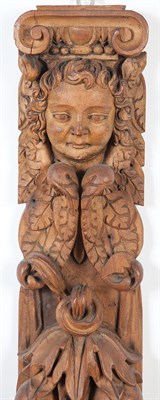 Lot 218 - Carved Pine Term and Fruit Decorated Panel...