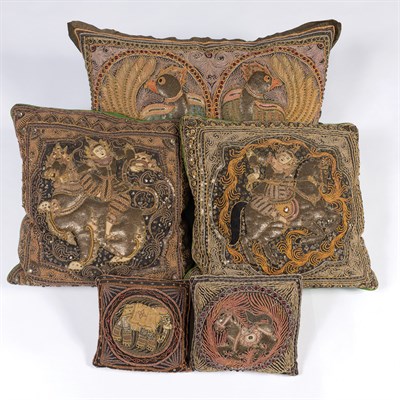 Lot 225 - Group of Five Thai Sequined and 'Jeweled'...
