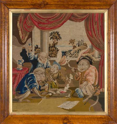 Lot 364 - Victorian Needlework Picture of Reveling...
