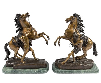 Lot 149 - Pair of Bronze Groups of Marly Horses and...