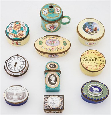 Lot 506 - Group of Ten English Enamel Boxes and Cases...