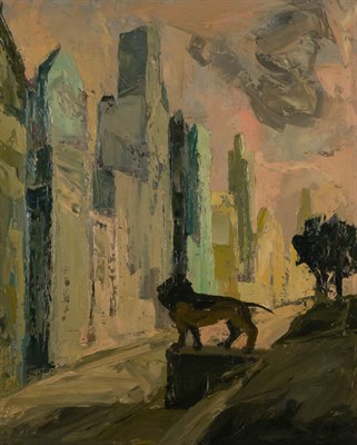 Lot 84 - Ruggero Serrato Italian, 1889-? Lions at the...