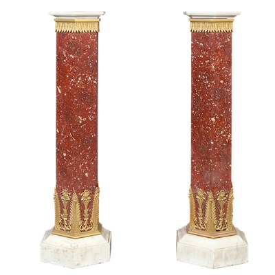 Lot 419 - Pair of Empire Style Gilt-Metal-Mounted Marble...