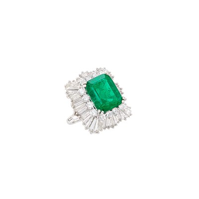 Lot 311 - Platinum, Emerald and Diamond Pendant-Ring