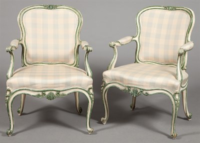 Lot 348 - Two George III Style Painted and Upholstered...