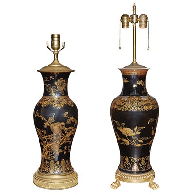 Lot 215 - Two Chinese Gilt-Metal Mounted Gilt Decorated...