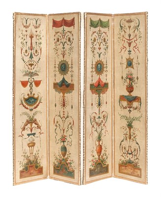 Lot 210 - Neoclassical Style Painted Four-Panel Folding...